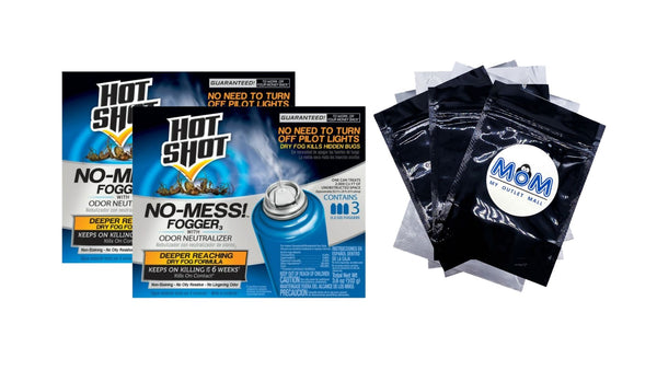 No Mess! Fogger with Odor Neutralizer, Kills Carpenter Ants, Spiders, Fleas and More - 2 packs - 3 Count - plus 3 My Outlet Mall Resealable Storage Pouches