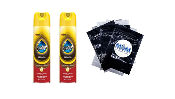 Spray Furniture Polish, Amber and Argan Scent - 2 packs-  9.7 oz per pack - plus 3 My Outlet Mall Resealable Storage Pouches