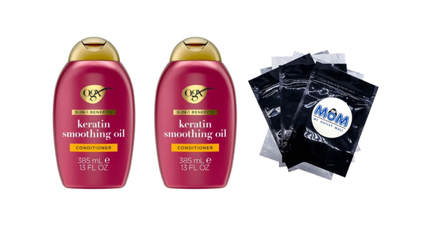 Frizz-Free + Keratin Smoothing Oil Conditioner - 2 packs - 13Fl oz per pack - plus 3 My Outlet Mall Resealable Storage Pouches