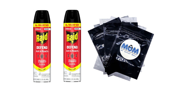 Defend Ant & Roach Killer, Indoor Insecticide, Residual Killing Power, Lemon Scent - 2 packs - 20 oz per pack - plus 3 My Outlet Mall Resealable Storage Pouches