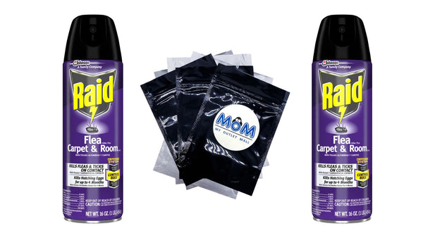 Flea Killer Plus Carpet & Room Spray, Bug Spray Kills Fleas & Flea Eggs - 2 packs - 16 oz per pack - plus 3 My Outlet Mall Resealable Storage Pouches