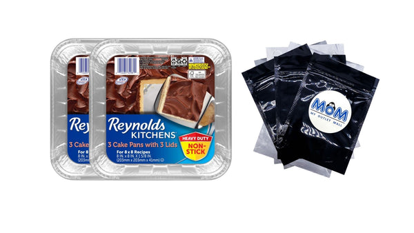 Kitchens Aluminum Pans with Lids, Blue, 8x8 Inch - 2 packs - 3 Count per pack - plus 3 My Outlet Mall Resealable Storage Pouches