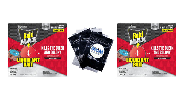 Max Liquid Ant Killer Bait, Outdoor and Indoor Ant Insect Killer Traps for Home - 2 packs - plus 3 My Outlet Mall Resealable Storage Pouches