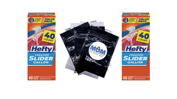 Slider Freezer Kitchen Storage Bags, Gallon Size - 2 packs - 40 Count - plus 3 My Outlet Mall Resealable Storage Pouches