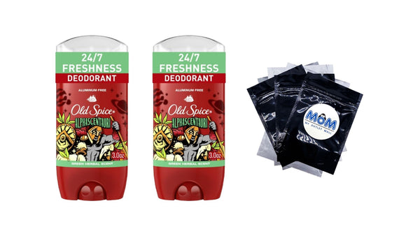 Aluminum Free Deodorant for Men, Alphascentauri, Green Herbal Scent - 2 packs - 3 oz per pack - plus 3 My Outlet Mall Resealable Storage Pouches