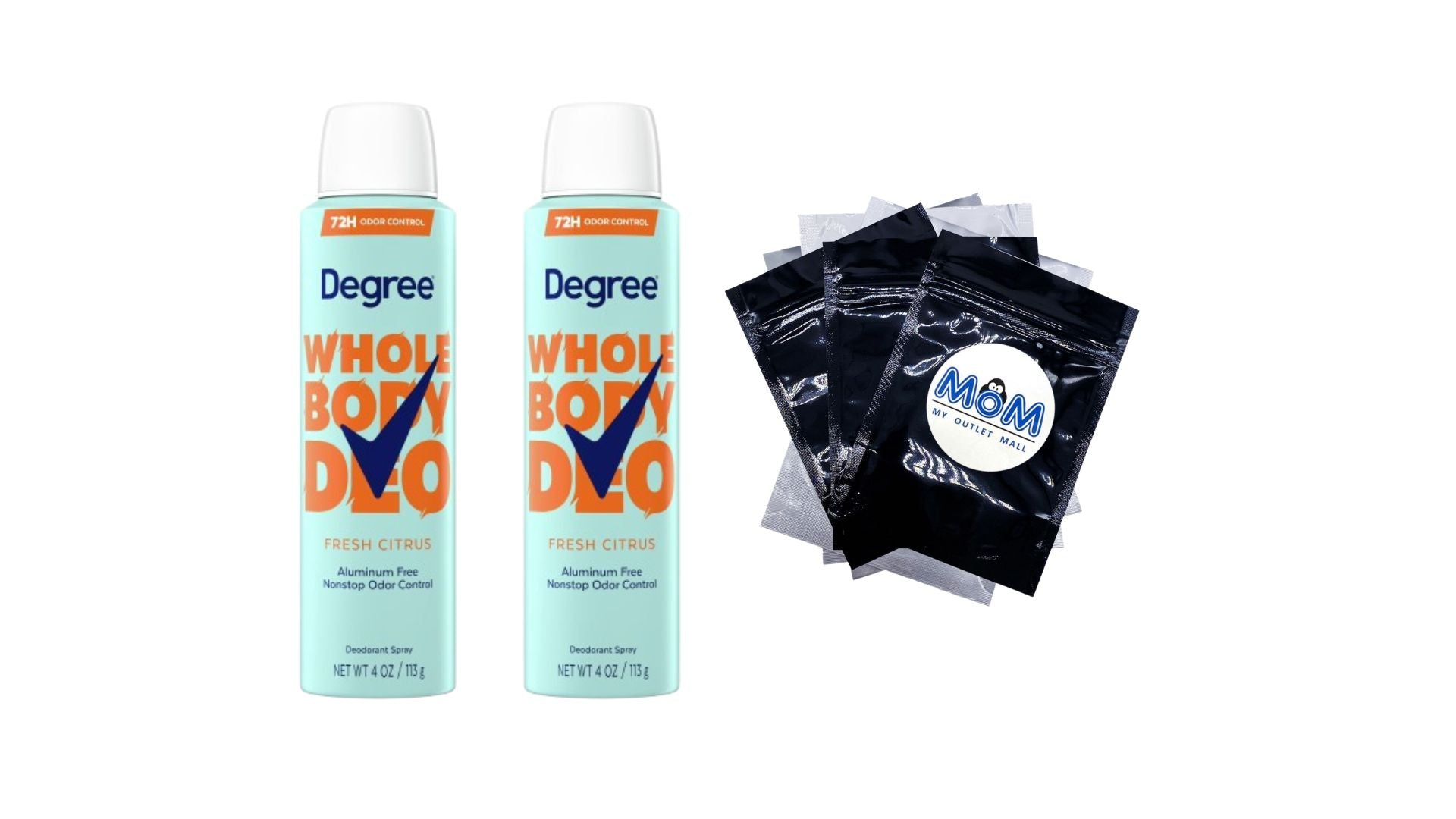 Women Whole Body Deodorant Spray for Women Fresh Citrus Scent Aluminum Free - 2 packs - 4 oz per pack - plus 3 My Outlet Mall Resealable Storage Pouches