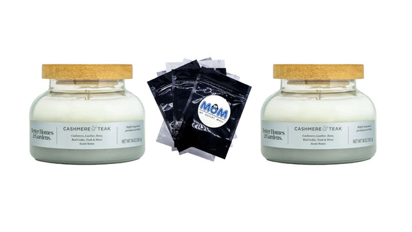 Cashmere Teak Scented 2-Wick Ombre Bell Jar Candle - 2 packs - 18 oz per pack - plus 3 My Outlet Mall Resealable Storage Pouches