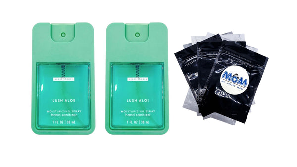 Hand Sanitizer Spray, Lush Aloe - 2 packs - 1fl oz per pack - plus 3 My Outlet Mall Resealable Storage Pouches