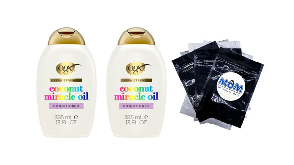 Extra Strength Damage Remedy + Coconut Oil Conditioner - 2 packs - 13Fl oz per pack - plus 3 My Outlet Mall Resealable Storage Pouches