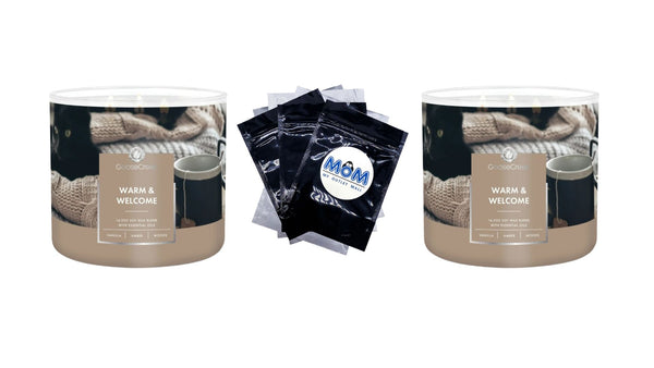 Warm & Welcome Scented 3-Wick Jar Candle - 2 packs - 14.5 oz per pack - plus 3 My Outlet Mall Resealable Storage Pouches