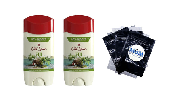 Deodorant for Men, Invisible Solid, Antiperspirant Deodorant Stick, Fiji - 2 packs - 3.4 oz per pack - plus 3 My Outlet Mall Resealable Storage Pouches