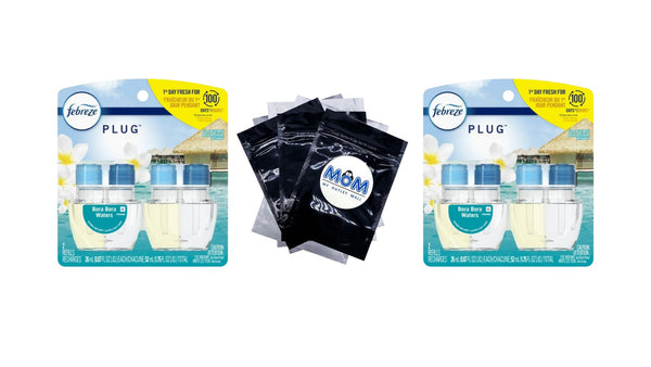 Plug In Air Freshener, Odor-Fighting Scented Oil Refill, Bora Bora Waters Scent, 2 Refills - 2 packs - plus 3 My Outlet Mall Resealable Storage Pouches