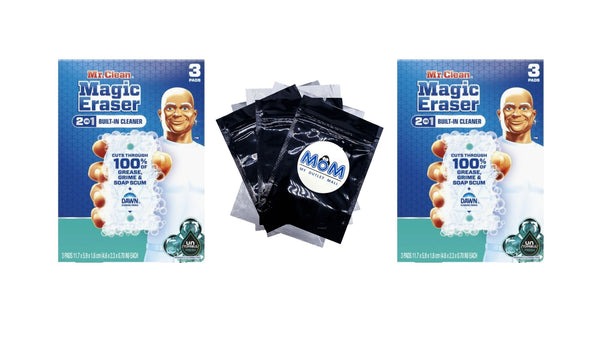 Magic Eraser Foaming Sponge, All Purpose Cleaner, Dawn Cleaning Power, Ultra Foamy - 2 packs - 3 count per pack plus 3 My Outlet Mall Resealable Storage Pouches