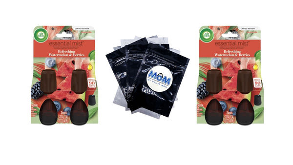 Essential Mist Refill, Refreshing Watermelon & Berries, Air Freshener, Essential Oils 2 Count - 2 packs - plus 3 My Outlet Mall Resealable Storage Pouches