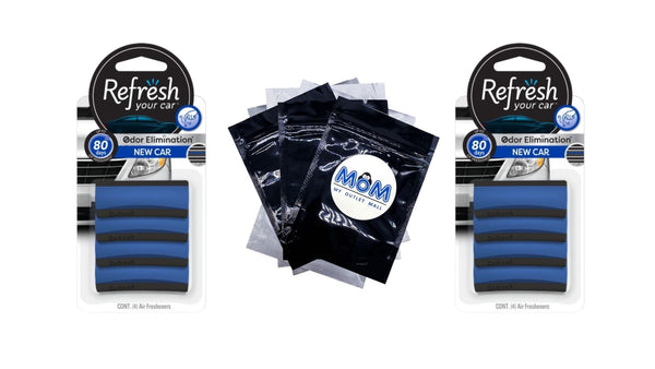 Contour Vent Stick Car Air Freshener  New Car Scent, 4 Count - 2 packs - plus 3 My Outlet Mall Resealable Storage Pouches
