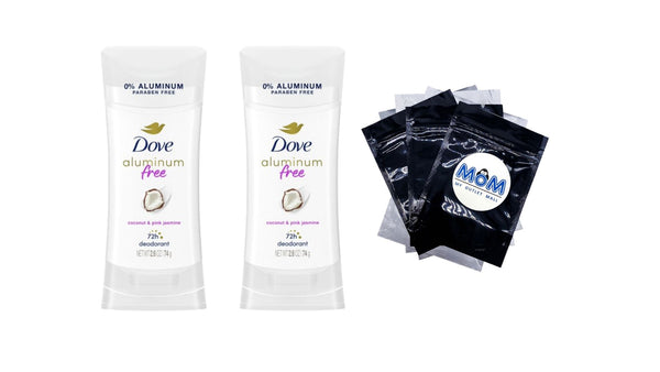 0% Aluminum Women's Deodorant Stick, Coconut and Pink Jasmine - 2 packs - 2.6 oz per pack - plus 3 My Outlet Mall Resealable Storage Pouches