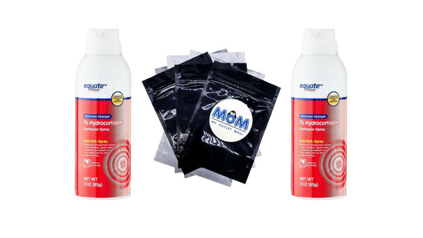 Maximum Strength Cortisone Anti-Itch Spray - 2 packs - 3 oz per pack - plus 3 My Outlet Mall Resealable Storage Pouches