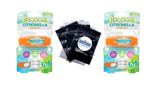 Bugables Citronella Reusable Wristband, One Size Fits All - 2 packs - plus 3 My Outlet Mall Resealable Storage Pouches