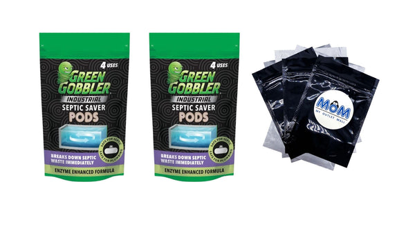 Industrial Strength Septic Tank Treatment Pods - 2 packs - 4 count per pack - plus 3 My Outlet Mall Resealable Storage Pouches