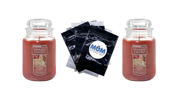 Candle Sugared Cinnamon Apple Original Large Scented Jar Candle - 2 packs - 22 oz per pack - plus 3 My Outlet Mall Resealable Storage Pouches