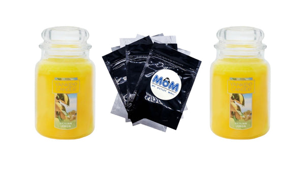 Candle Sicilian Lemon Original Large Scented Jar Candle - 2 packs - 22 oz per pack - plus 3 My Outlet Mall Resealable Storage Pouches
