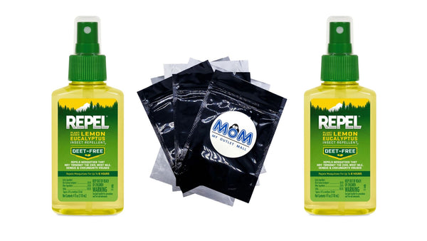 Plant-Based Lemon Eucalyptus Insect Repellent, Repels Mosquitoes for up to 6 Hours - 2 packs - 4 oz per pack - plus 3 My Outlet Mall Resealable Storage Pouches