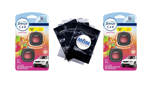 Car Air Freshener, Odor-Fighting Car Vent Clip, Gain Island Fresh, 2 Count - 2 packs - plus 3 My Outlet Mall Resealable Storage Pouches