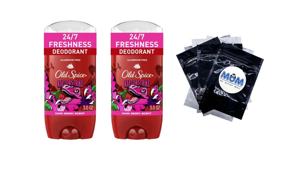 Aluminum Free Men's Deodorant, Invisible Solid Stick, Raptorstrike, Dark Berry Scent - 2 packs - 3 oz per pack - plus 3 My Outlet Mall Resealable Storage Pouches
