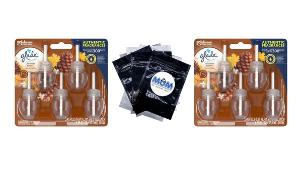 Plug-ins Scented Oil, Cashmere Woods, Fragrance Infused with Essential Oils, 5 Refills - 2 packs - plus 3 My Outlet Mall Resealable Storage Pouches