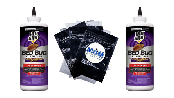 Bed Bug Killer Dust with Diatomaceous Earth, Treatment for Bed Bugs - 2 packs - 8 oz per pack - plus 3 My Outlet Mall Resealable Storage Pouches