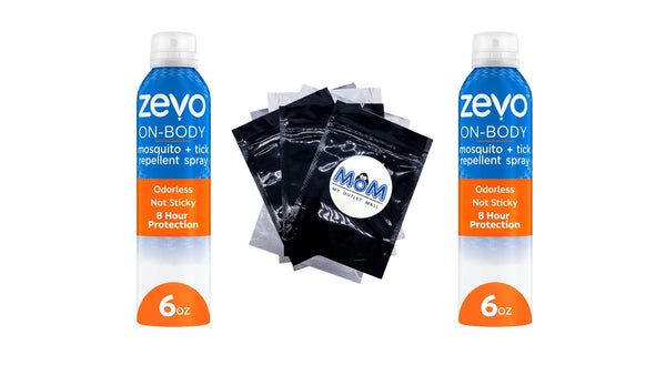 On Body Mosquito Repellent + Tick Repellent  Bug Spray Aerosol - 2 packs - 6 oz per pack - plus 3 My Outlet Mall Resealable Storage Pouches
