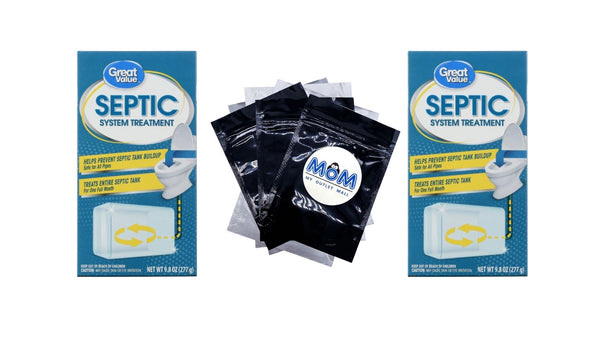 Septic System Treatment - 2 packs - 9.8 oz per pack - plus 3 My Outlet Mall Resealable Storage Pouches