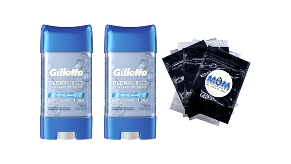 Cool Wave Clear Gel Men's Antiperspirant and Deodorant - 2 packs - 3.8 oz per pack - plus 3 My Outlet Mall Resealable Storage Pouches