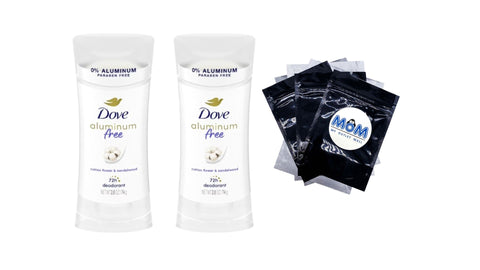 Aluminum Free Deodorant Stick Cotton Flower & Sandalwood - 2 packs - 2.6 oz per pack - plus 3 My Outlet Mall Resealable Storage Pouches
