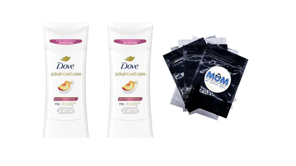 Advanced Care Antiperspirant Deodorant Stick for Women Peach & Chamomile Tea - 2 packs - 2.6 oz per pack - plus 3 My Outlet Mall Resealable Storage Pouches