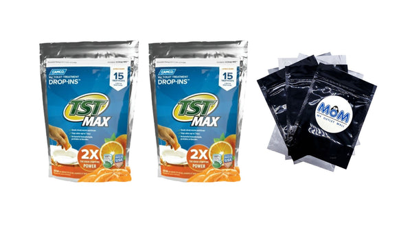 Tst Rv Toilet Treatment Drop-ins, Orange Citrus Scent - 2 packs - 15 count per pack - plus 3 My Outlet Mall Resealable Storage Pouches