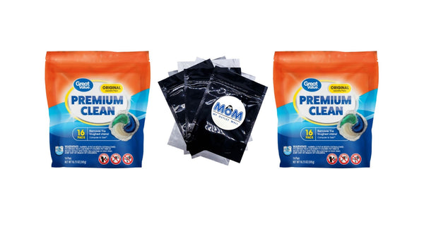 Premium Clean Laundry Pacs Original Scent - 2 packs - 16 Count - plus 3 My Outlet Mall Resealable Storage Pouches