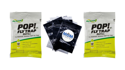 Pop! Fly Trap Bait Refill, Outdoor Use, Water Soluble Powder - 2 packs- plus 3 My Outlet Mall Resealable Storage Pouches