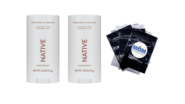 Deodorant, Aluminum Free, Coconut & Vanilla, Deodorant for Women and Men - 2 packs - 2.65 oz per pack - plus 3 My Outlet Mall Resealable Storage Pouches