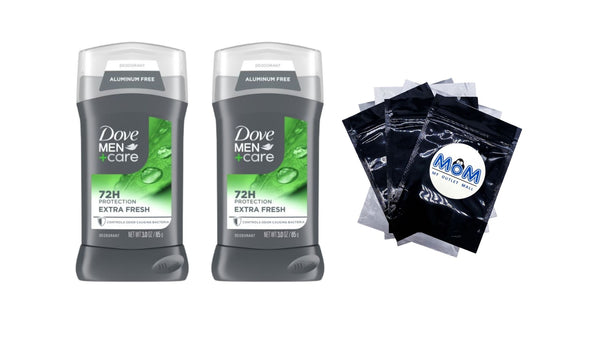 Men+Care Deodorant Stick for Men Extra Fresh Aluminum Free with Moisturizing Cream - 2 packs - 3 oz per pack - plus 3 My Outlet Mall Resealable Storage Pouches
