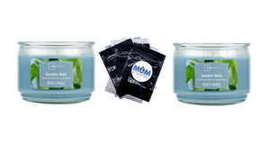 Garden Rain Scented 3-Wick Glass Jar Candle - 2 packs - 11.5 oz per pack - plus 3 My Outlet Mall Resealable Storage Pouches