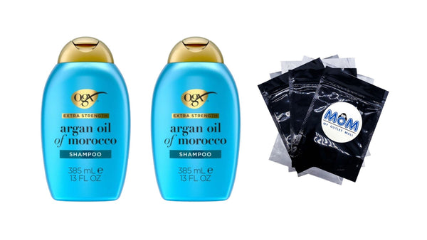 Extra Strength Argan Oil of Morocco Hydrating Shampoo - 2 packs - 13Fl oz per pack - plus 3 My Outlet Mall Resealable Storage Pouches