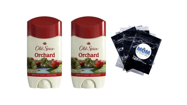Antiperspirant Deodorant for Men in Orchard, 24/7 Lasting Freshness and Sweat Protection - 2 packs - 2.6 oz per pack - plus 3 My Outlet Mall Resealable Storage Pouches