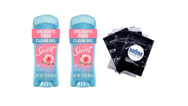 Clear Gel Antiperspirant and Deodorant for Women, Rose Scent - 2 packs - 3.4 oz per pack - plus 3 My Outlet Mall Resealable Storage Pouches
