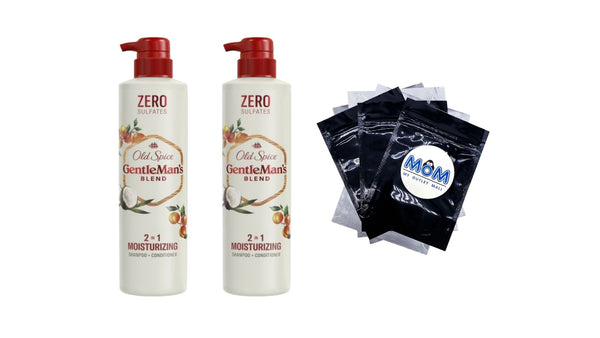 2-in-1 Men's Shampoo and Conditioner, Moisturizing Gentleman's Blend, All Hair - 2 packs - 14.8Fl oz per pack - plus 3 My Outlet Mall Resealable Storage Pouches