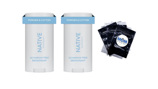 Deodorant, Aluminum Free, Powder & Cotton, for Women and Men - 2 packs - 2.65 oz per pack - plus 3 My Outlet Mall Resealable Storage Pouches