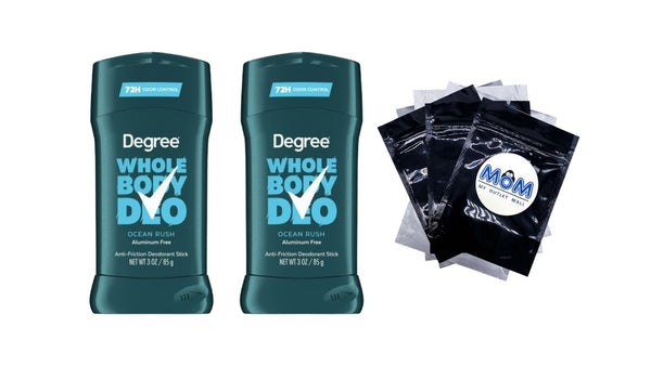 Men Whole Body Deodorant Stick for Men Ocean Rush Scent Aluminum Free - 2 packs - 3 oz per pack - plus 3 My Outlet Mall Resealable Storage Pouches