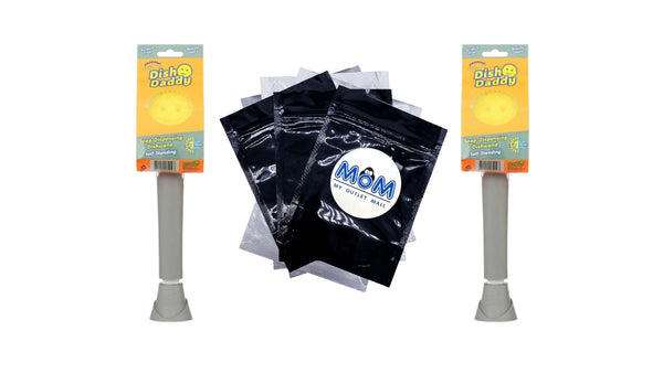 Dish Wand, Soap Dispensing Dish Brush, Texture Changing Sponge, Dish Scrub Brush with Scraper, Scrubbing Head, & Drip Stand - 2 packs - plus 3 My Outlet Mall Resealable Storage Pouches