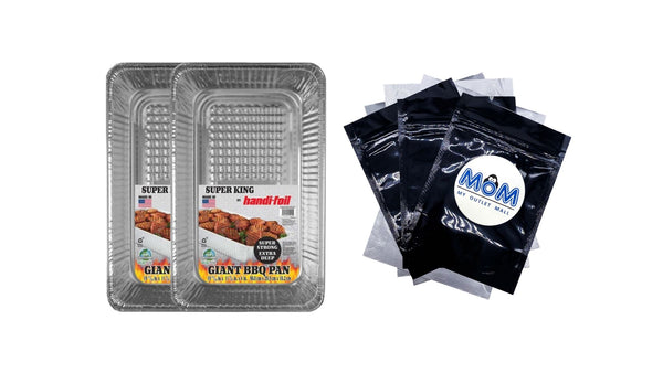Aluminum Super King Extra Deep BBQ & Pasta Pan - 2 packs - plus 3 My Outlet Mall Resealable Storage Pouches