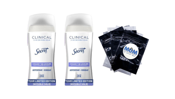 Clinical Invisible Solid Antiperspirant & Deodorant for Women, Couldn't be Lovelier, Notes of Raspberry and Bubbles - 2 packs - 2.6 oz per pack - plus 3 My Outlet Mall Resealable Storage Pouches